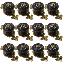 Kelier Retro Ceramic Cabinet Knobs [12 Pack] Antique Vintage Dresser Knobs with Backplate Drawer Pull Handles for Kitchen/Dresser Drawer/Cupboard/W