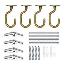 Evsteluo 4 Sets Large Swag Ceiling Hooks Heavy Duty Swag Hook with Hardware for Hanging Plants Ceiling Installation Cavity Wall Fixing (4 Sets An