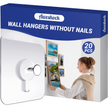Bildaufhnger ohne Ngel, nagelfreie Wandaufhnger, 20 Stck, selbstklebende Wandhaken zum Aufhngen, wasser- und lbestndig, max. 6 kg Tragkraft