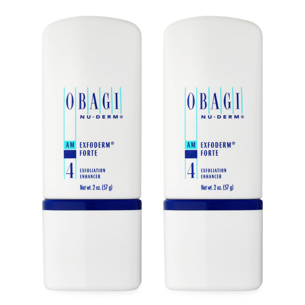 Obagi Nu-Derm Exfoderm Forte - Advanced  Lightweight Exfoliating Lotion with Glycolic and Lactic Acids (AHA) - For Normal to Oily Skin Types - Two Pac