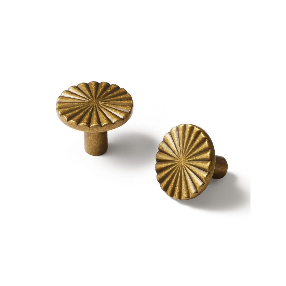Jiasenbao 10 Pack Antique Brass Cabinet Knobs Vintage Flat Drawer Pulls Kitchen Cupboard Bathroom Dresser Cabinet Hardware Handles Zinc Alloy 749877421746