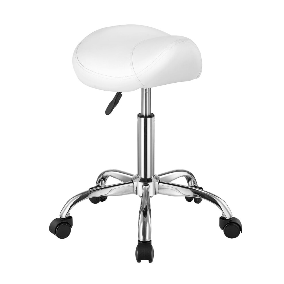 VEVOR Saddle Stool with Wheels  450 LBS Weight Capacity Ergonomic Rolling Stool  Height Adjustable Thickened PU Leather Swivel Saddle Chair for Salon