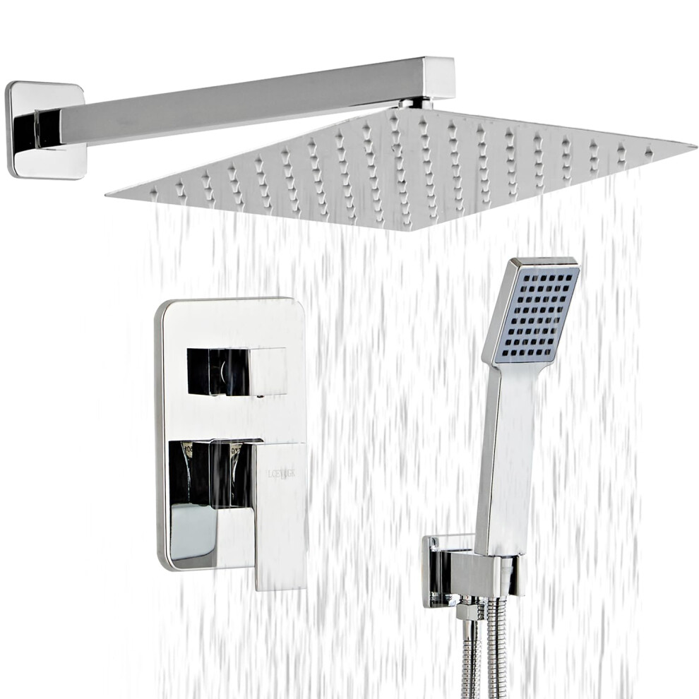 LCEVCGK Shower Head - Shower Faucet Set Square Shower Combo System with 8'' Rainfall Shower Head Wall Mount Handheld Shower  Stainless Steel with Chro-image-OPC-PFRRZGB-NEW