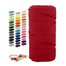 Macrame Cotton Cord 5mmx109 Yard 4 Strand Munzong Natural Handmade 4 Twisted Cotton Rope for Wall Hanging Weaving Tapestry DIY Craft Knitting Plant H