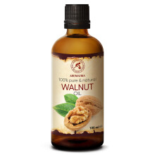 AROMATIKA Walnootolie 3,4 fl oz - Juglans Regia Zaadolie - VS - 100% puur - Intensief voor gezichtsverzorging - Lichaam - Haar - Huid - Nagels - Hand