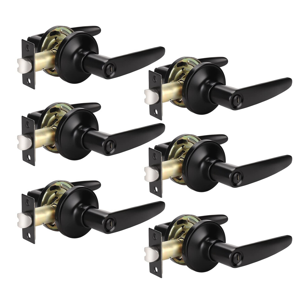 Knobwell 6-Pack Zwarte Binnendeurgrepen Deurhendel Privacydeurslotset Badkamerdeurgreep Slaapkamerdeurgreep Binnendeurgrepen Omkeerbaar Voor Rech-image