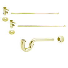 Westbrass D1838QRL-01 Freestanding Pedestal Sink Faucet Supply Line Risers with P-Trap Flanges and 1/4-Turn Lever Handles Polished Brass