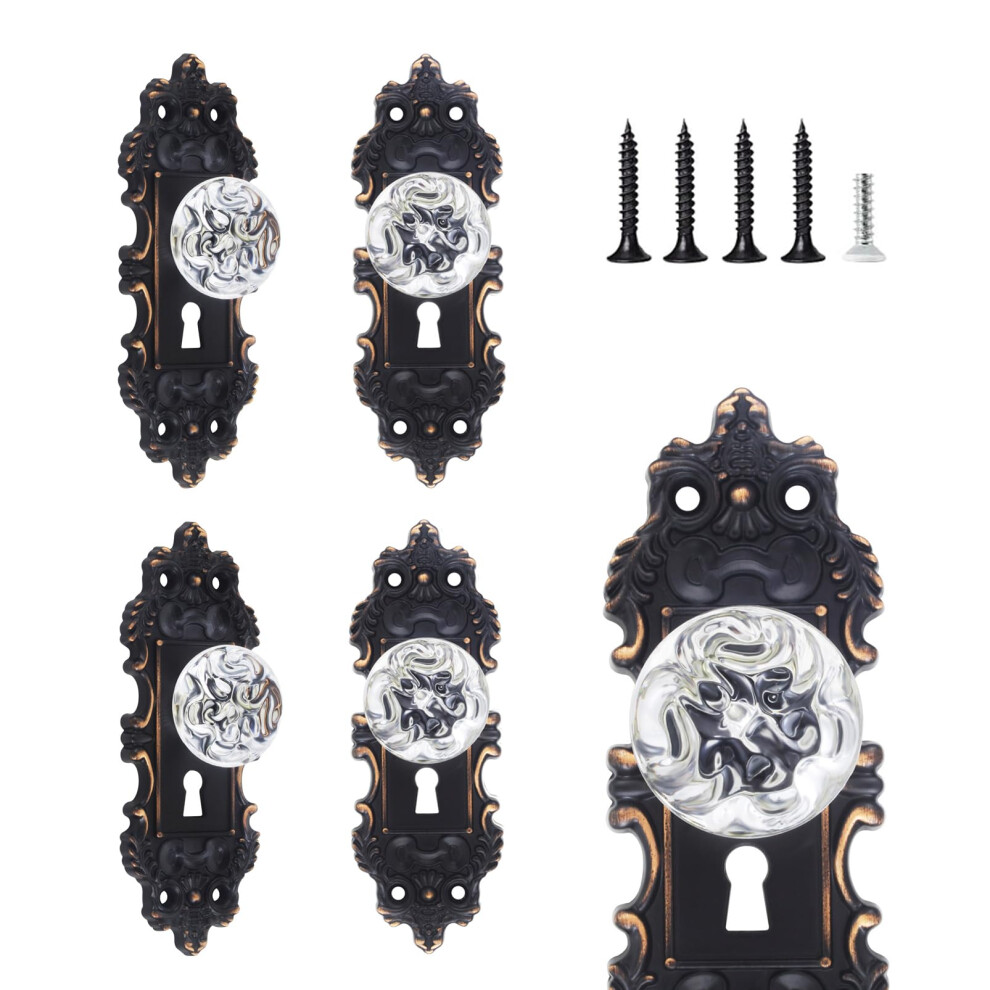 Vintage Closet Cabinet Knobs Antique 4 Pack Drawer Pulls Small Dummy Door Knob With Plate Bedroom Furniture Dresser Drawers Cupboard Clear Decorative 635408118424