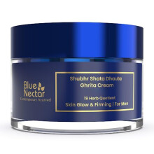 Blue Nectar Shata Dhauta Ghrita Face Cream for Men | 100 Times Washed Ghee Face Moisturizer for | Truly Natural Face Cream for Skin Firming (19 Herbs