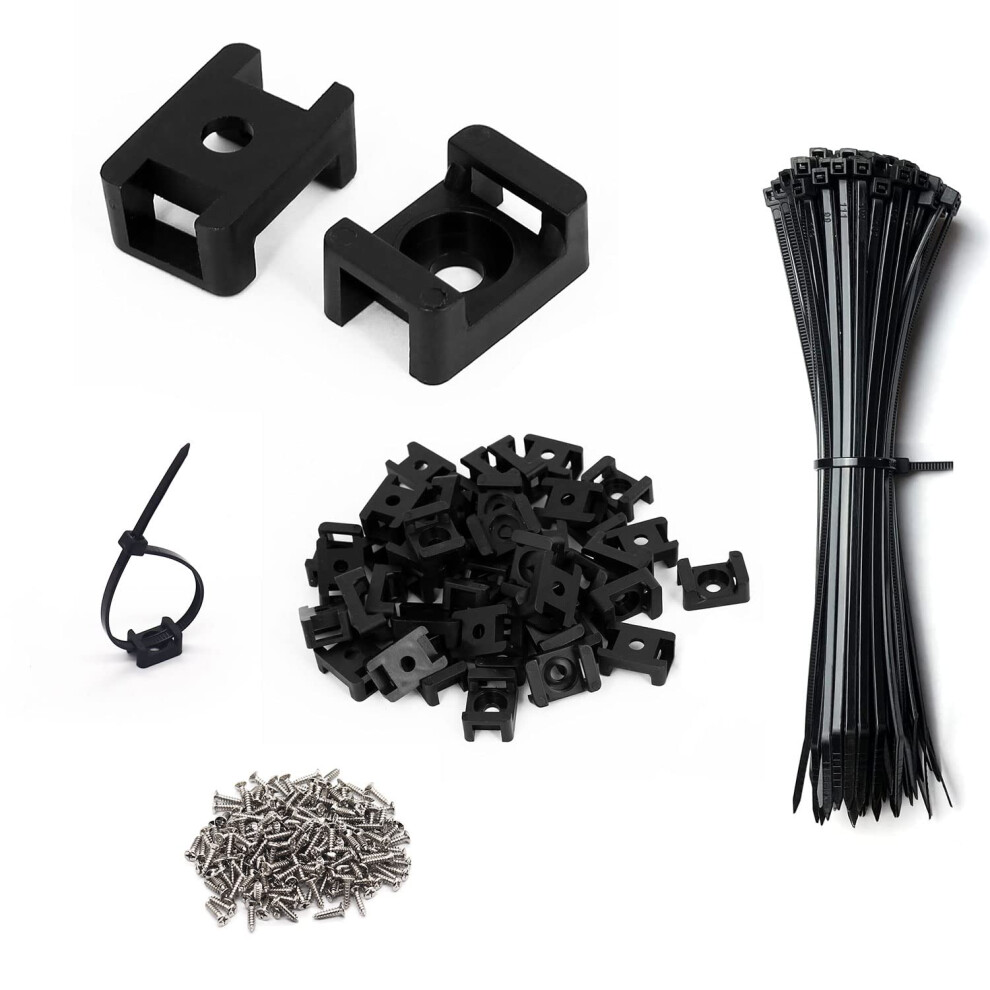 Kit Di Supporti Per Fascette Stringicavo - Set Da 60 Supporti Per Fascette Stringicavo Con Fascette Stringicavo Da 8"" E Base Di Montaggio A Sella-image