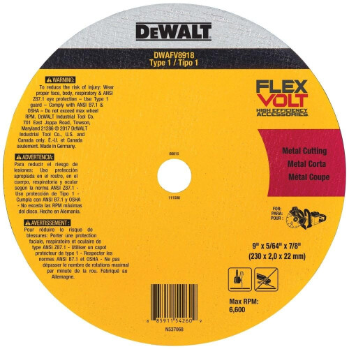 DEWALT 9 inch x 5/64 inch x 7/8 T1 FLEX