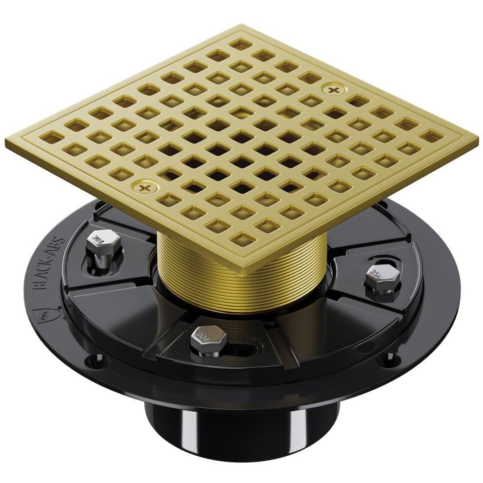 Yaseingoo 4 Inch Shower Floor Drain With Flange - Square Shower Drain With Hair Strainer - Removable Strainer Cover - Sus304 Stainless Steel & Cupc Ce 717019275045