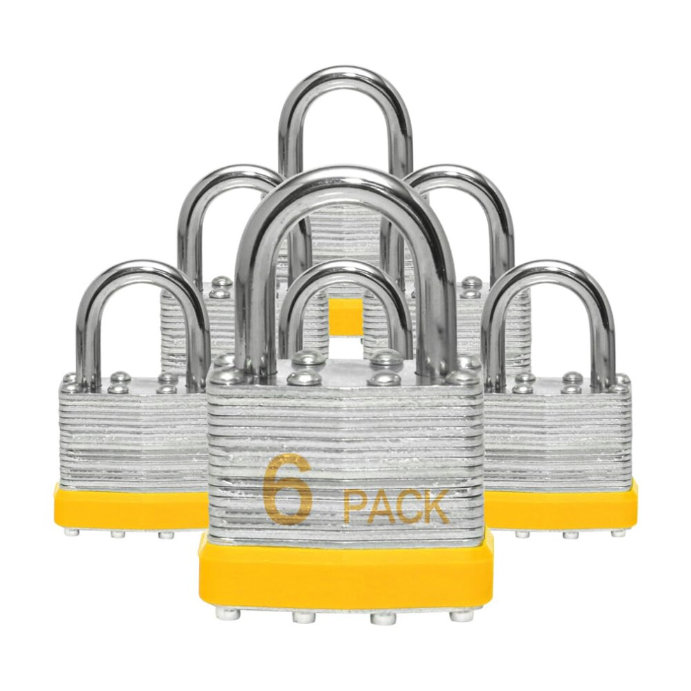 Xanhen Locks Laminated Steel Keyed Padlocks Keyed Alike Locks Bulk Normal Shackle Padlocks Pack Of 6 For Hasp Latch Sheds Fences Storage Locker 768510475038