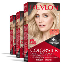 Revlon Permanente Haarfarbe, permanente blonde Haarfarbe, Colorsilk, mit 100 % Grauabdeckung, ammoniakfreiem Keratin und Aminosuren, Blondtne (3er-