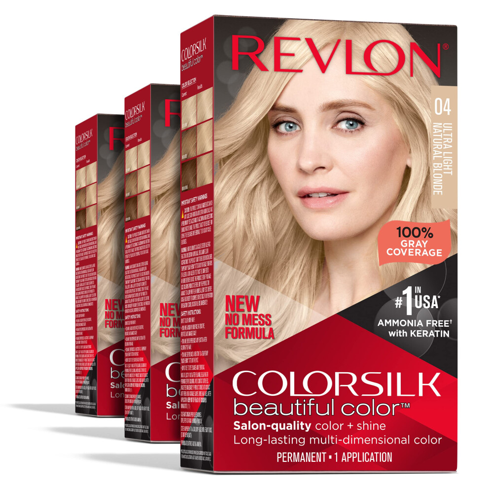 Revlon Permanent Hair Color Permanent Blonde Hair Dye Colorsilk with 100% Gray Coverage Ammonia-Free Keratin and Amino Acids Blonde Shades (Pack