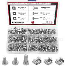 Kooimoeren en schroeven DYWISHKEY 60Set vierkante gaten hardware kooimoeren en montageschroeven sluitringen voor serverrack en kast (M5 x 16 mm M6 x