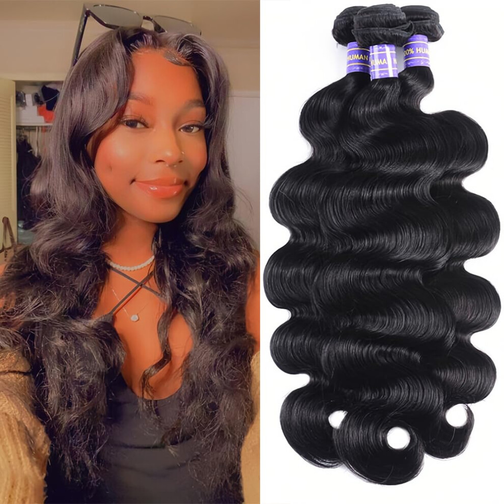 Hullran 12A Human Hair Bundles 22 22 22 Inch Body Wave Bundles Human Hair Extensions 300G Unprocessed Brazilian Virgin Body Wave 3 Pieces Deals Brazilian Quic