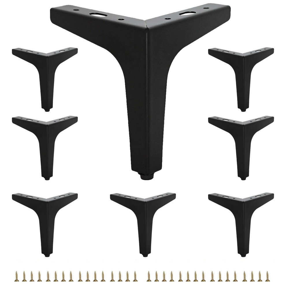 Lot de 8 pieds de meuble triangulaires en m   tal noir mat de 15 cm (6 pouces), remplacement pour meuble TV, canap   , commode, meuble-lavabo (noir)