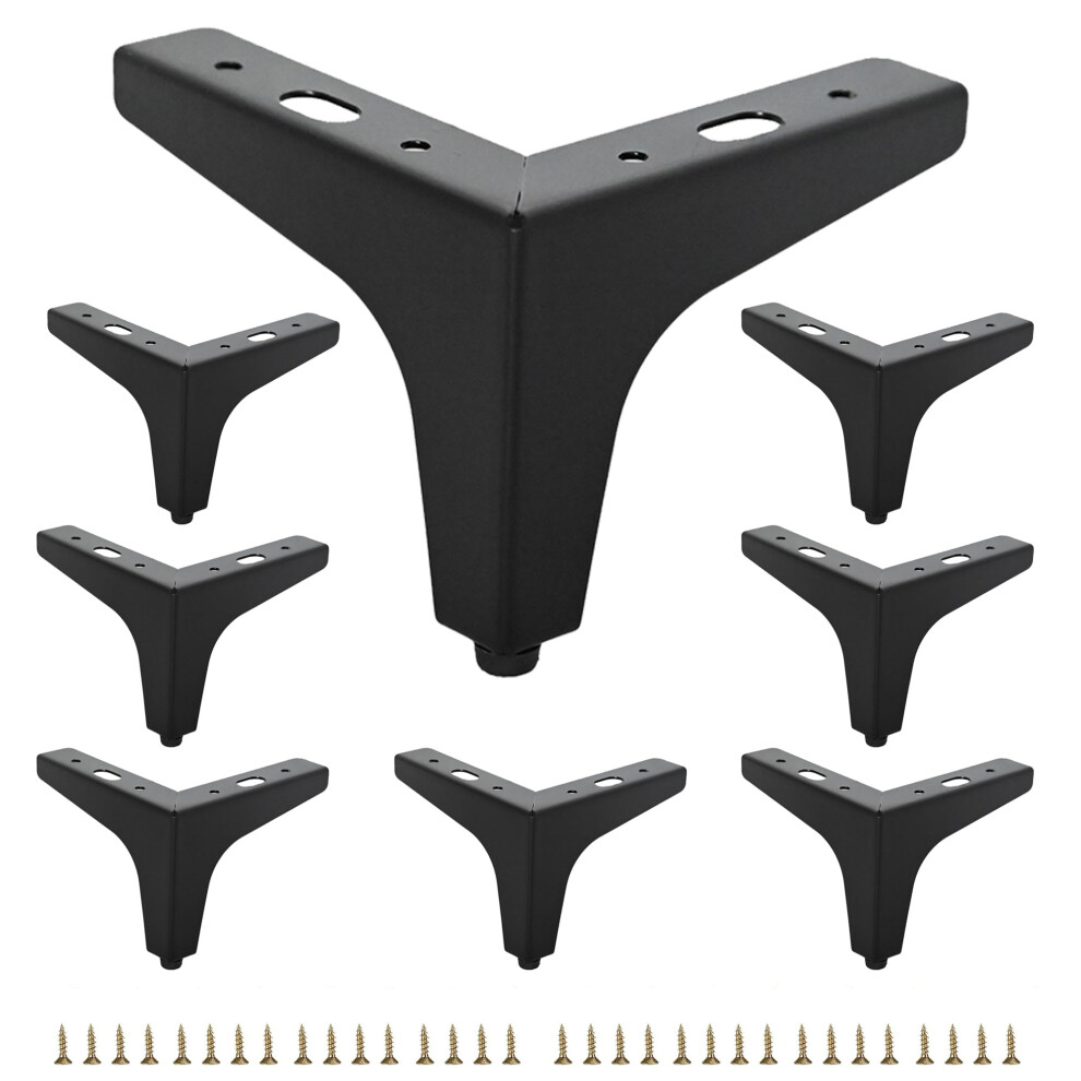 Lot de 8 pieds de meuble triangulaires en m   tal noir mat de 4 pouces, remplacement pour meuble TV, canap   , commode, meuble-lavabo (noir)