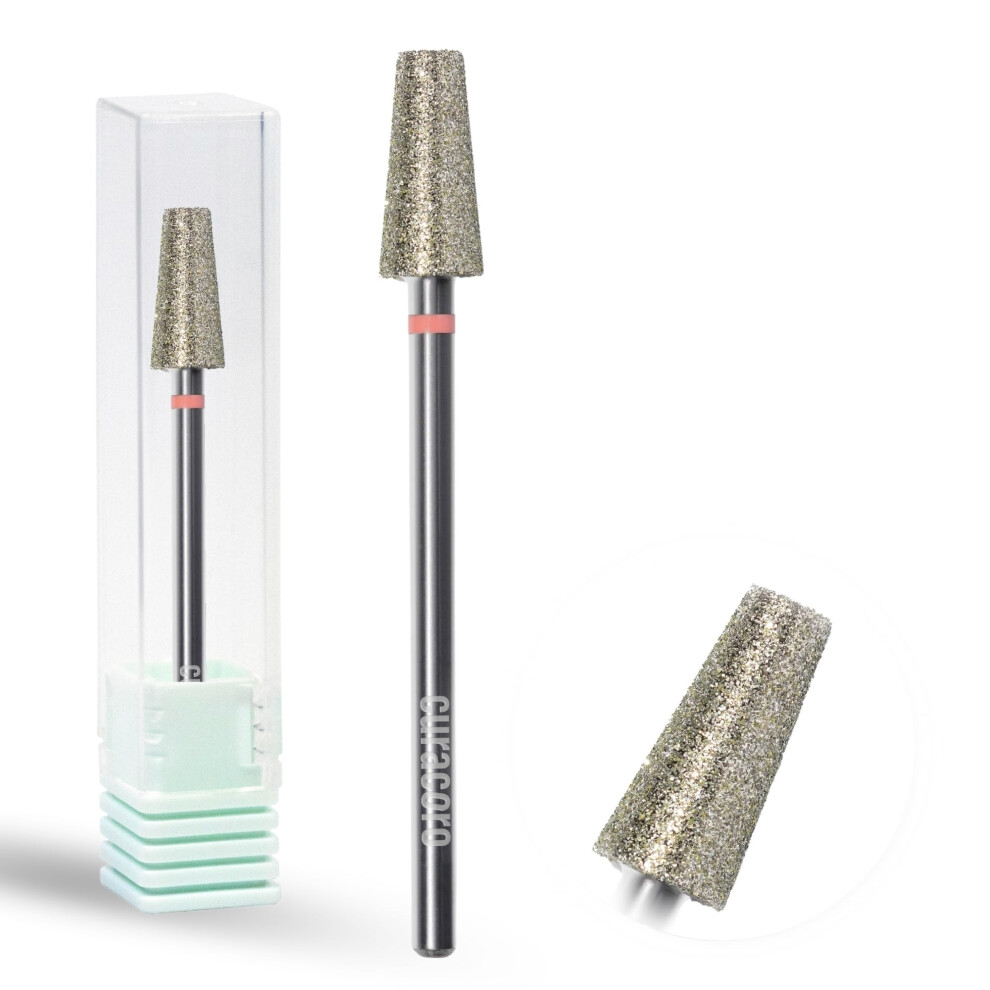 Curacoro Cuticle Nail Drill Bit 3/32'' - 5.4Mm Tapered Shape Diamond Bit (Medium) For Professional Finish Refine & Smooth Acrylic Or Gel Nails Nail