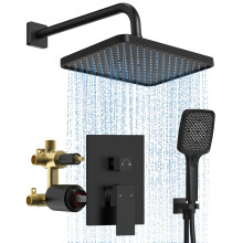 Sistema doccia aggiornato per bagno: aposhion da 12 pollici quadrati pluviale rubinetto set valvola bilanciata a pressione con spruzzatura portatile