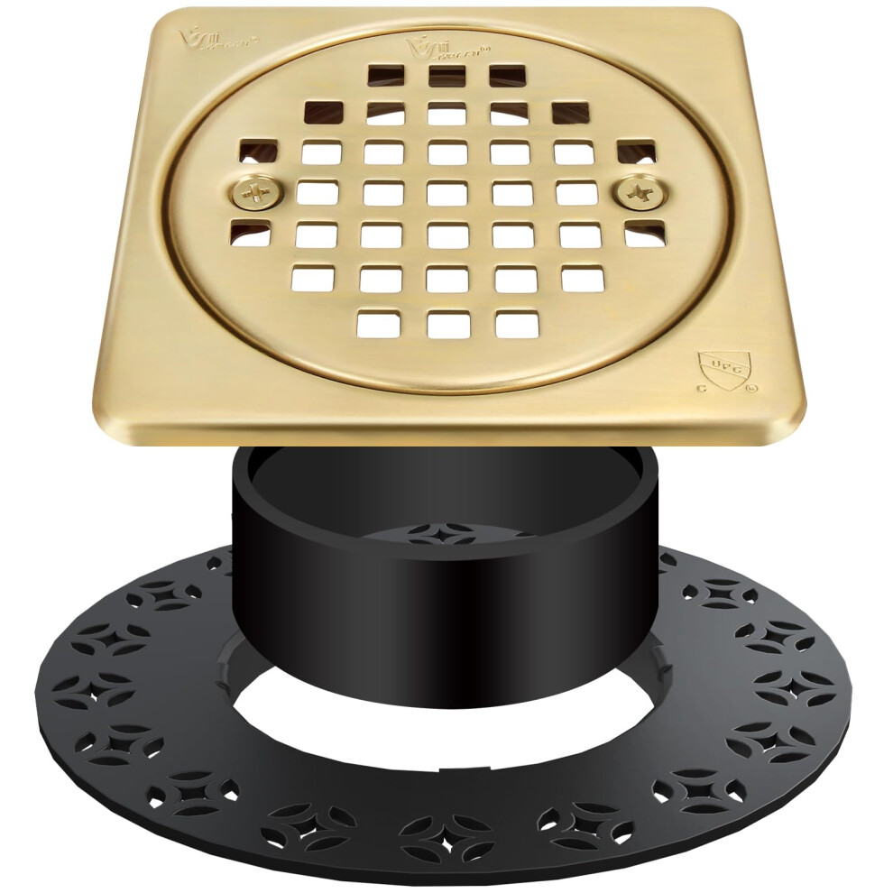4 Inch Drain Grate Kit Compatible With Schluter Kerdi Drain Flange Cupc Certification Square Shower Floor Drain Ss304 Stainless Steel And Abs Materia 717019274864