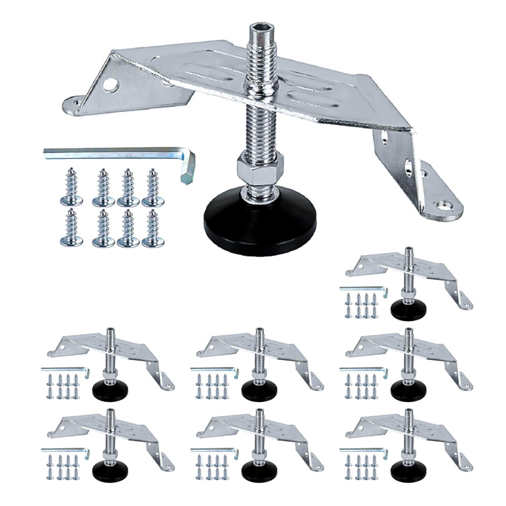 Powertec Corner Leveling Feet 8Pk Heavy Duty Adjustable Furniture Feet For Cabinet/Shelves/Vanity/Furniture With Non-Marring Pads (71157-P2) 843441120025
