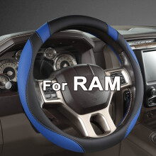 West Llama Aangepaste Auto Stuurhoes voor Dodge RAM 1500 2500 3500 15.5-16 inch (zwart + blauw-groot formaat)