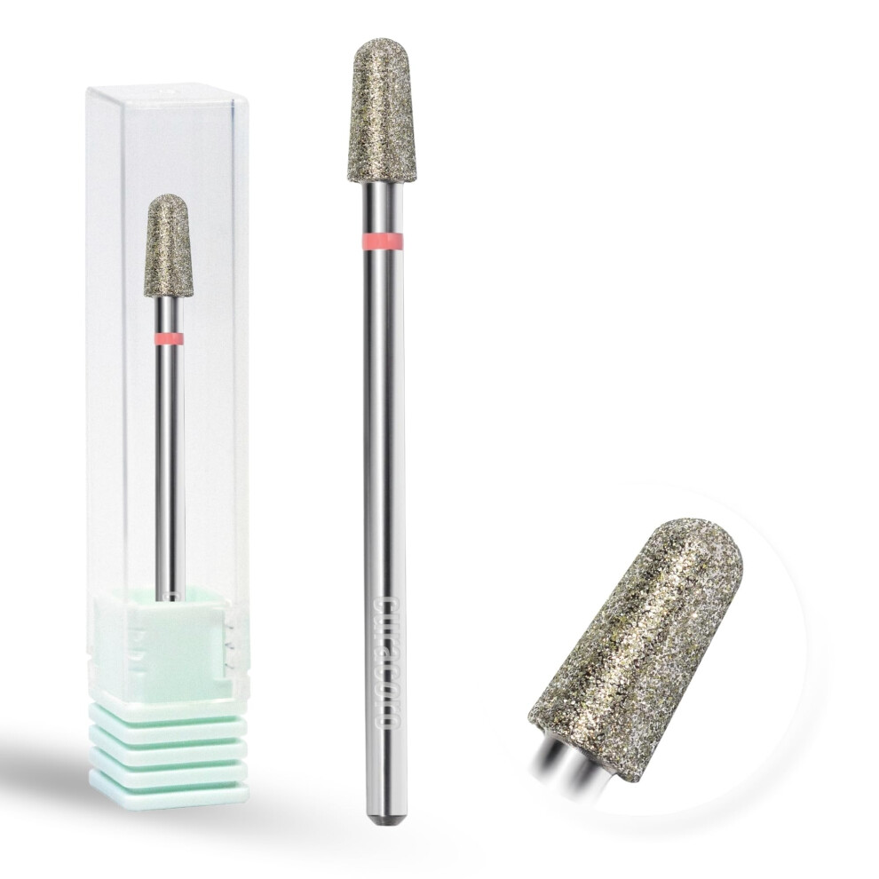 Curacoro Cuticle Nail Drill Bit 3/32'' - 4.0Mm Conical Round Shape Diamond Bit (Medium) For Professional Finish Refine & Smooth Acrylic Or Gel Nails