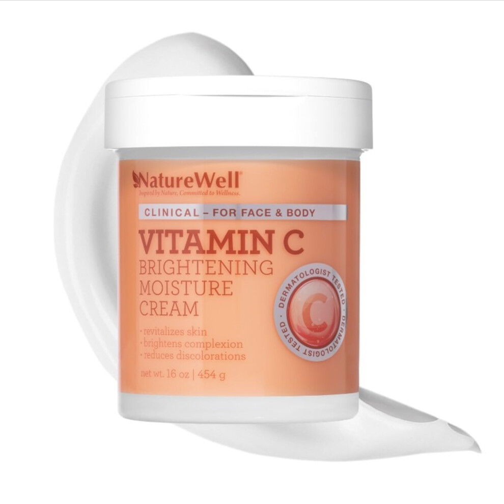 NATURE WELL Clinical Vitamin C Brightening Moisture Cream for Face & Body  Anti-Aging Skincare  Firming  Nourishing  Reduces Discoloration  Improves O