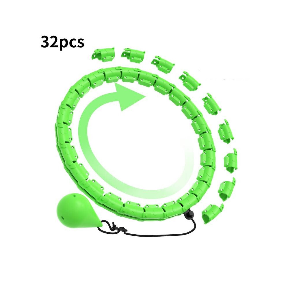 ( 32Pc, Hollow) Hoop Hula Detachable Intelligent Womens Fitness Reducing Abdominal Exercise Green