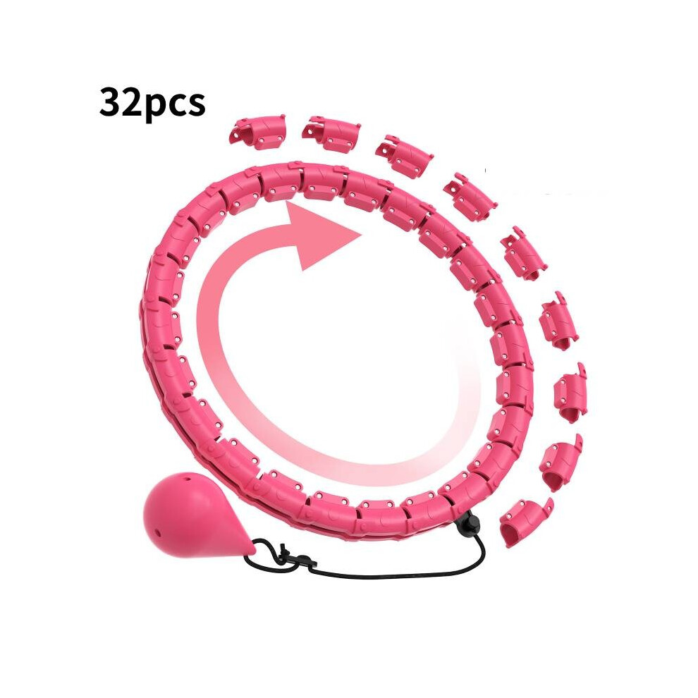 ( 32Pc, Hollow) Hoop Hula Detachable Intelligent Womens Fitness Reducing Abdominal Exercise Pink