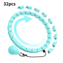 (Cyan 32pc, Hollow) Hoop Hula Detachable Intelligent Womens Fitness Reducing Abdominal Exercise