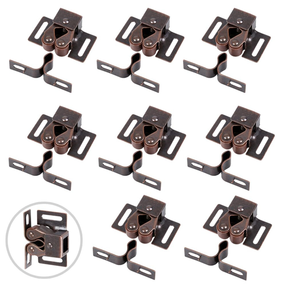 8 Pack Cabinet Latch Double Roller Catch For Cupboard Closet Cabinet Door Latches And Catches Bronze 731173201955