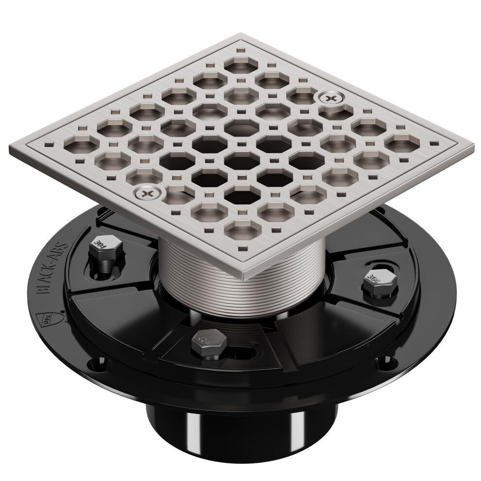 Yaseingoo 4 Inch Shower Floor Drain With Flange - Square Shower Drain With Hair Strainer - Removable Strainer Cover - Sus304 Stainless Steel & Cupc Ce 717019275038