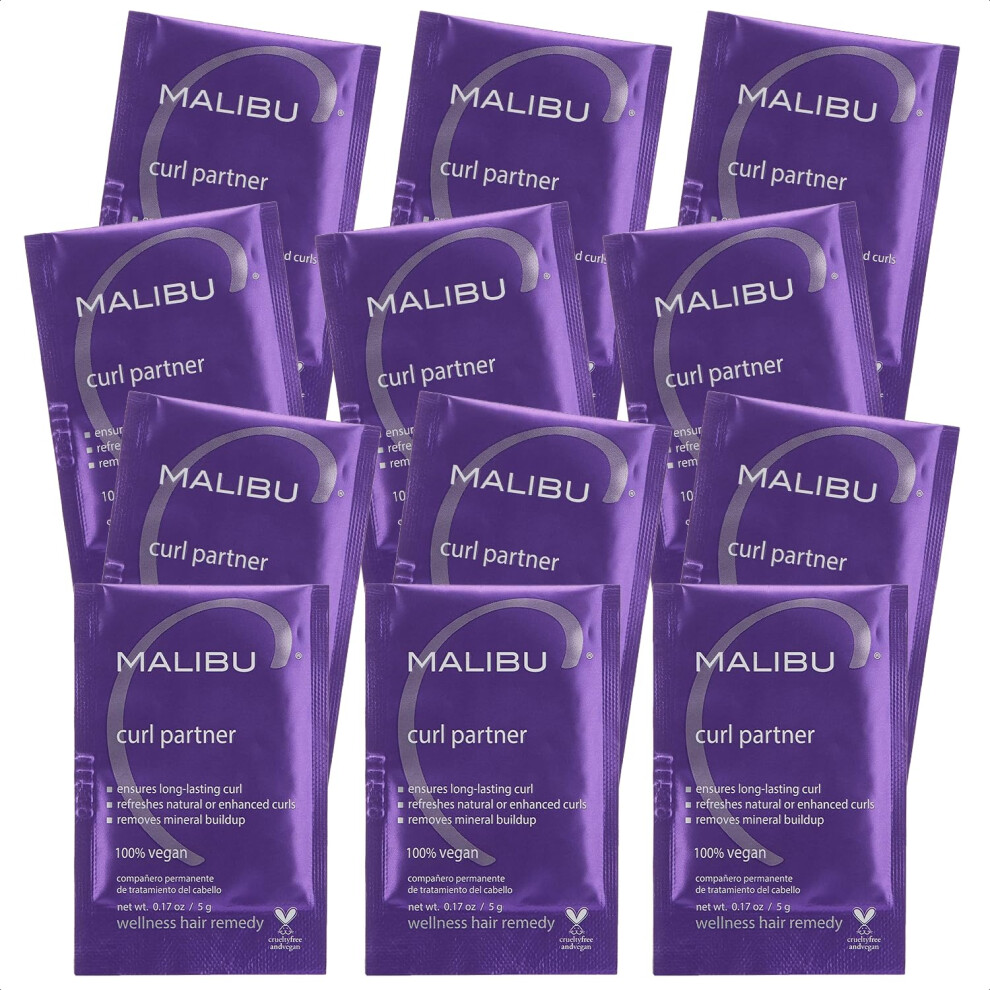 Malibu C Curl Partner Wellness Remedy (12 Packets) - Removes Mineral Build up for Healthier + Bouncier Curly Hair - Contains Gentle Antioxidants for C