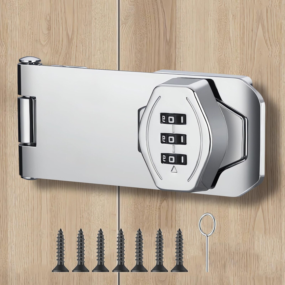 Mechanical Password Rotary Hasp Locks 3 Digit Keyless Combination Lock For Cabinet Doors Door Security Slide Latch Lock For Cabinets Gate Locks For 768490197944