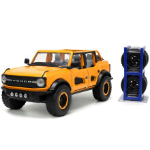 Jada Toys Just Trucks 1:24 2021 Ford Bronco Druckgussauto, Orange mit Reifenregal, Spielzeug f r Kinder und Erwachsene