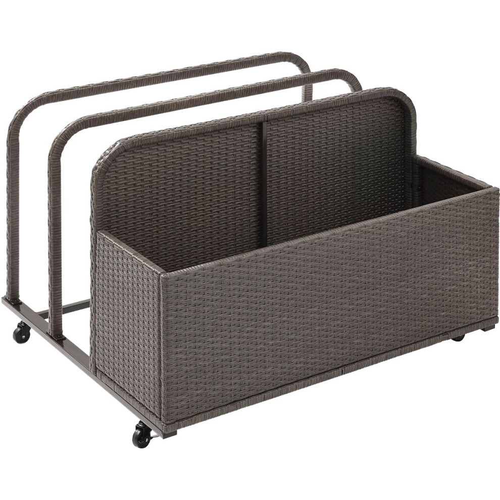 Crosley Furniture Palm Harbor Wicker Outdoor Storage Pool Caddy for Toys Floats Patio Furniture Cushions Gray