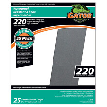 Gator 9"" x 11"" waterdichte schuurvellen, korrel 220, 25 stuks, zwart