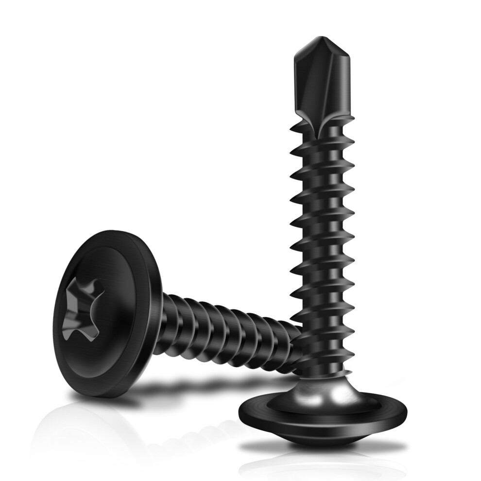 Marysino 400Pcs #10 x 1 Black Self Tapping Screws for Metal  410 Stainless Steel  Sheet Metal Screws for Metal  Truss Head High-Strength Quick Tapping-image-OPC-PGTF2GD-NEW