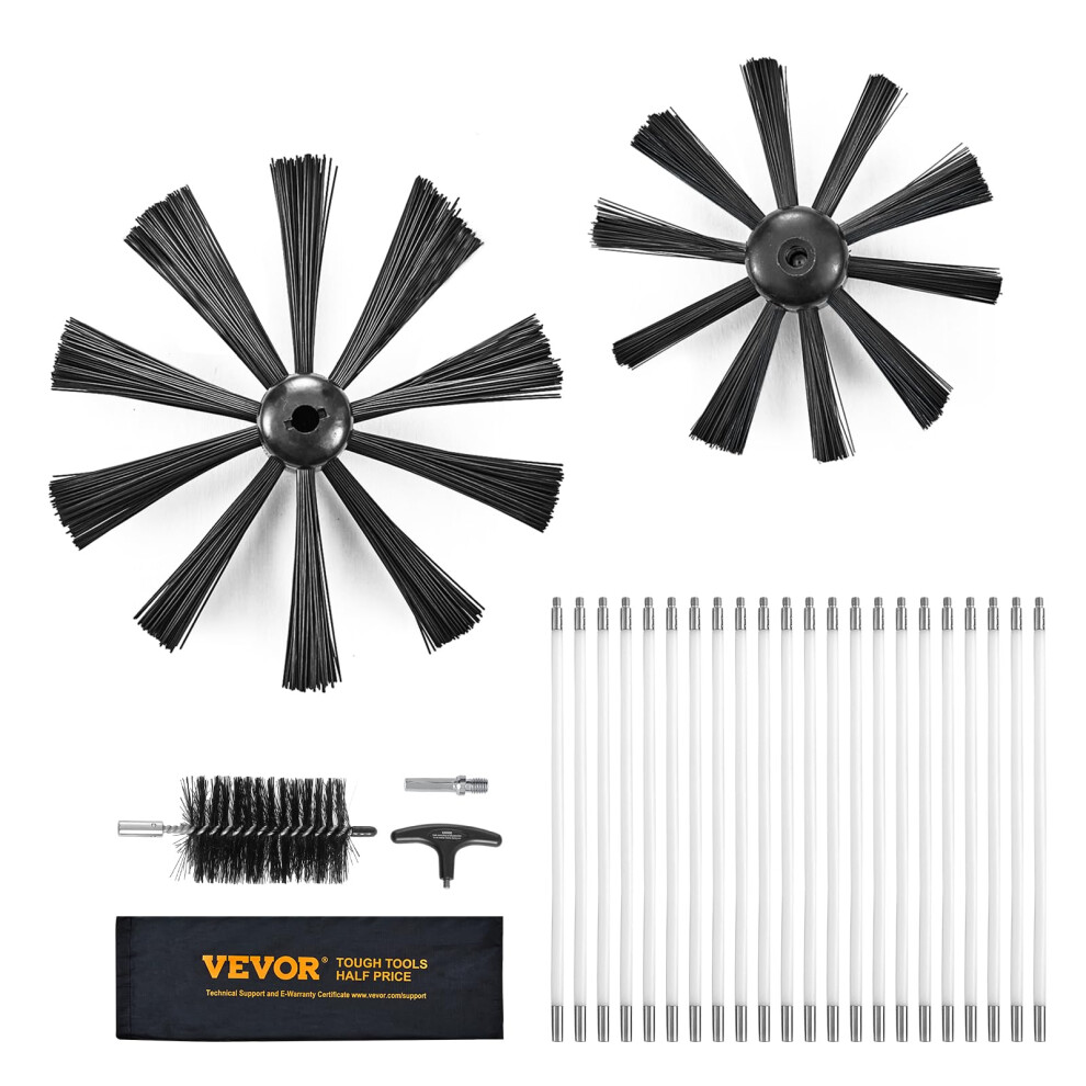 VEVOR 22 Pieces 30 FEET Dryer Vent Cleaner Kit  Include 3 Different Sizes Flexible Lint Trap Brush  Reinforced Nylon Duct Cleaning Dryer Vent Brush  D