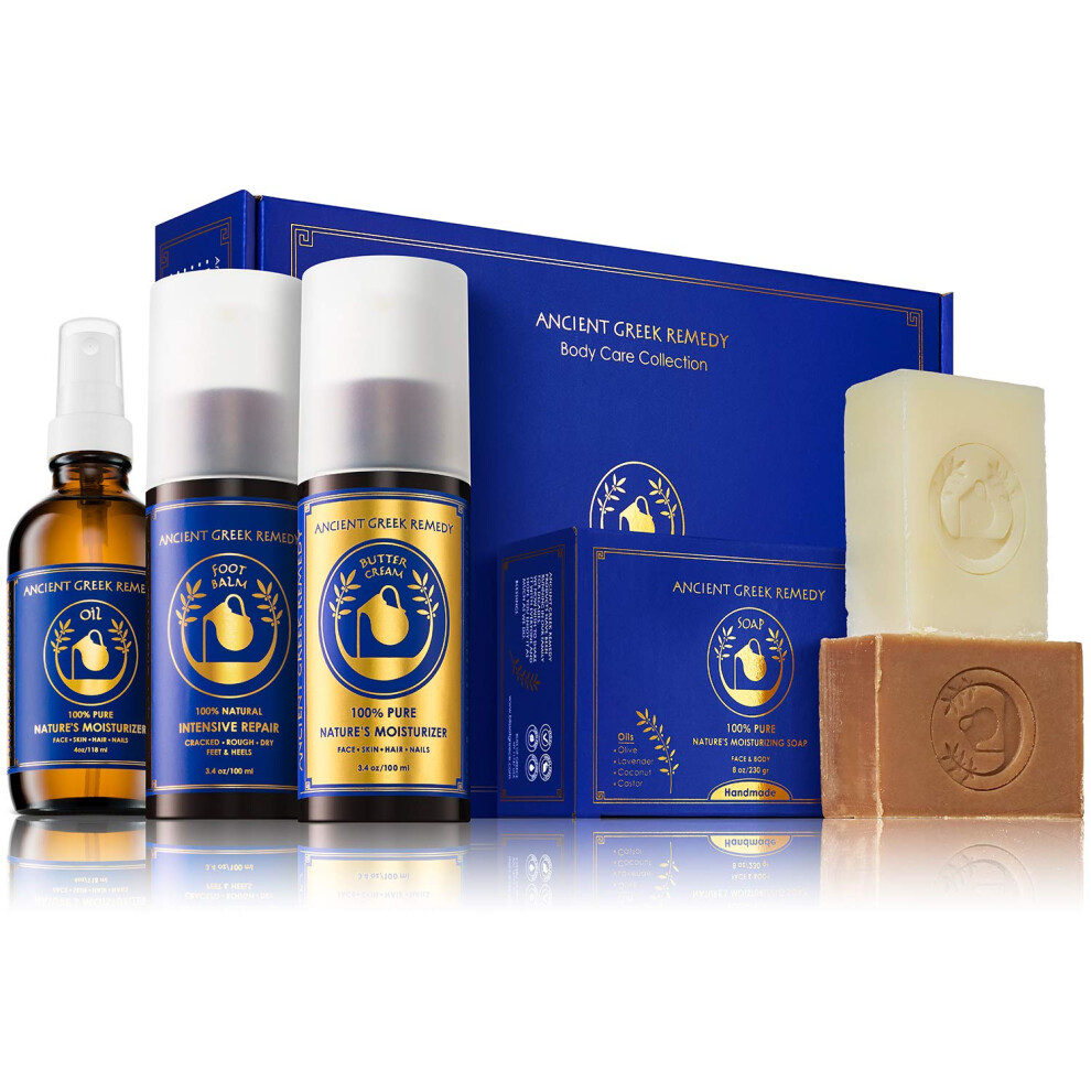 Organic Skin Care Gift Set Spa Gifts for Women and Men - Lavender Scented Bath and Body Gift Basket with Body oil Facial Cream Foot Lotion and