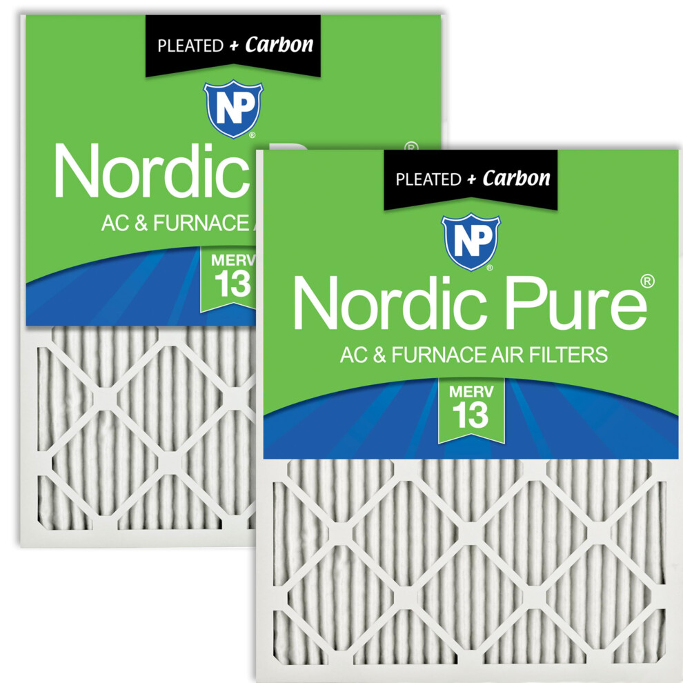 Nordic Pure 16 X 16 X 1 (15 3/4 X 15 3/4 X 3/4) Plissee-Luftfilter Merv 13 Plus Carbon, 2Er-Pack-image