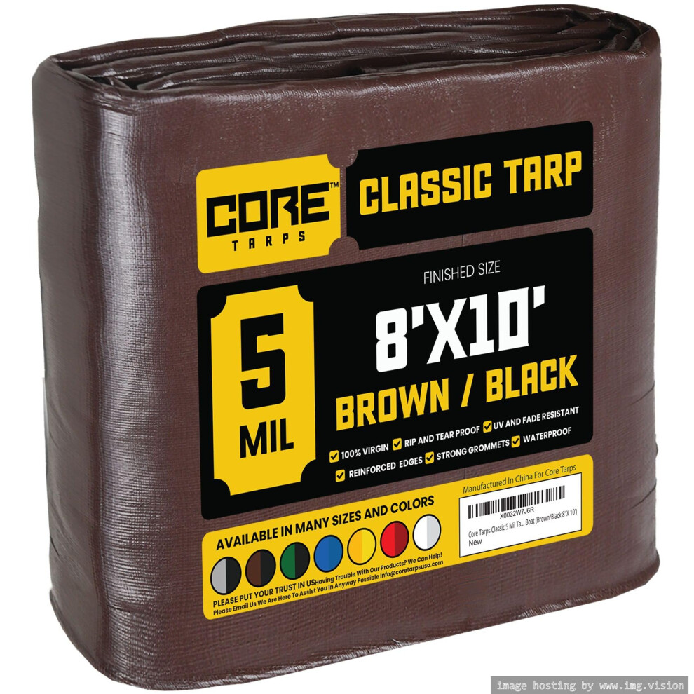 Core Tarps Classic 5 Mil Planenabdeckung, Wasserdicht, Uv-Bestandig, Reiss- Und Reissfeste Poly-Plane Mit Verstarkten Kanten Fur Dach, Camping, Ter-image