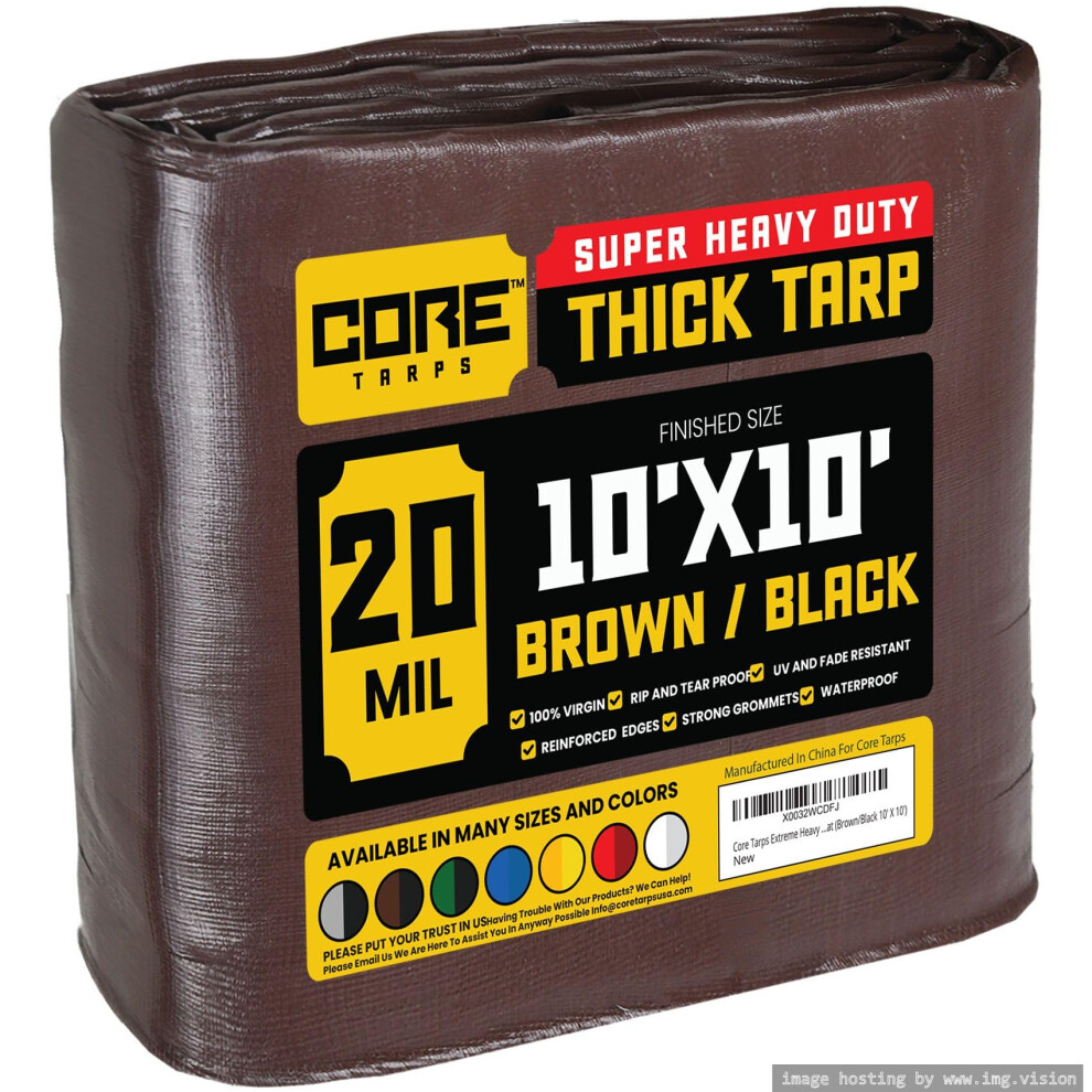 Core Tarps Extreme Heavy Duty 20 Mil Tarp Cover Waterproof Uv Resistant Rip And Tear Proof Poly Tarpaulin With Reinforced Edges For Roof Camping 810100671198