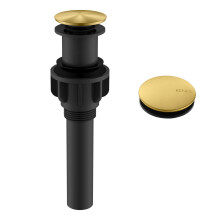 KENES Piletta di scarico pop-up per lavabo da appoggio senza troppo pieno, tappo di scarico per lavabo, filtro anti-intasamento, oro spazzolato K