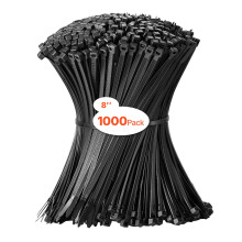 VEVOR 1000 Pack Kabel Zipband, 8-tums Kraftiga Kabelband med 45LBS Hög Draghållfasthet
