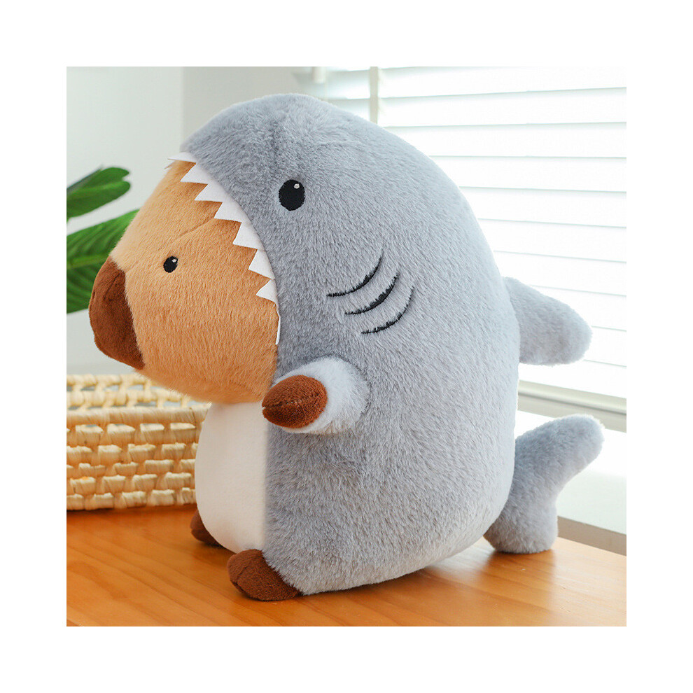(35cm/13.78in) Capybara Turns Shark Plush Toy Cute Girl Children Birthday Holiday Doll Gift