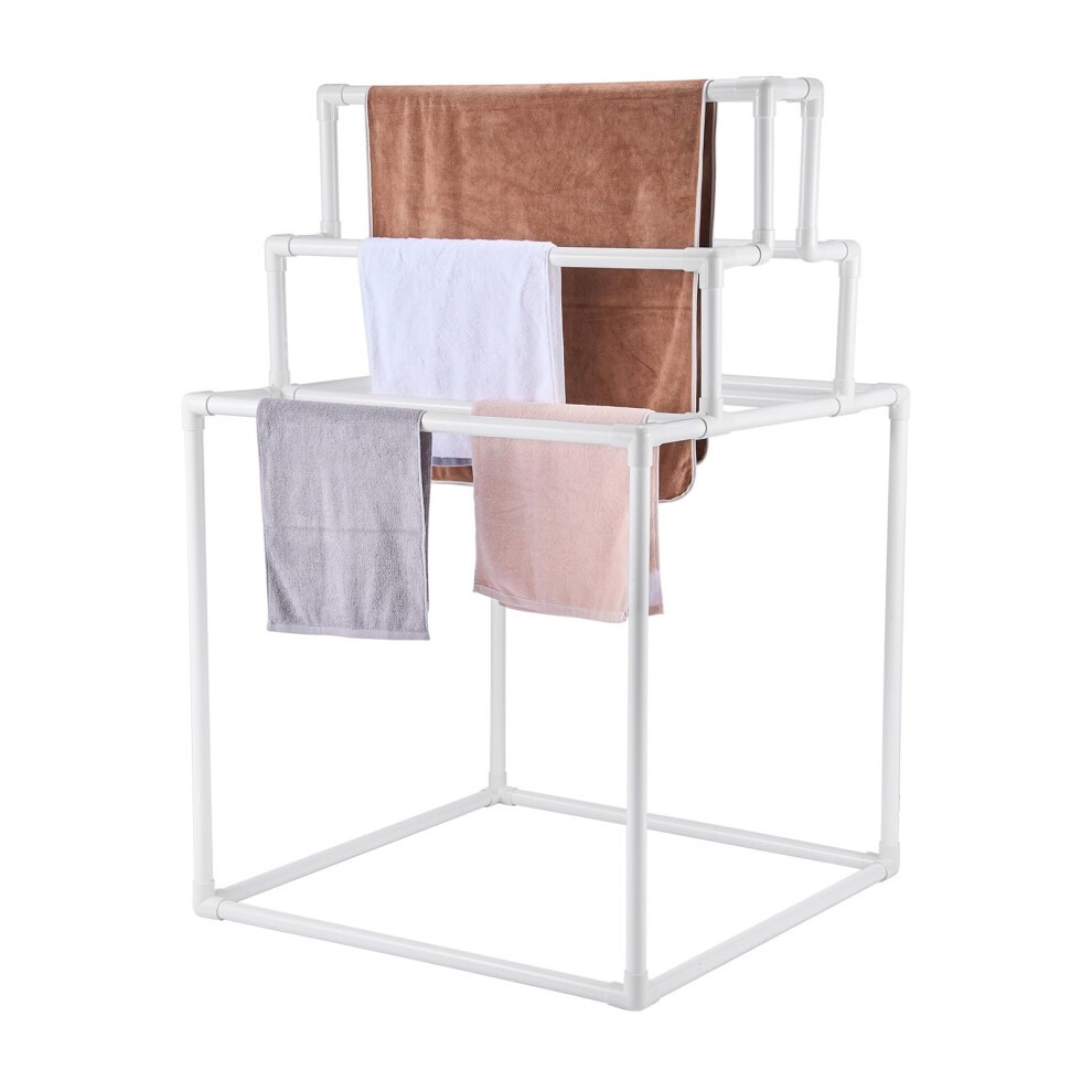 VEVOR Pool Towel Rack  8 Bars Outdoor PVC Towel Holder  Freestanding Pool Towel Hanger Stand Next to Hot Tub  Outdoor Indoor Quilt Drying Rack Organiz